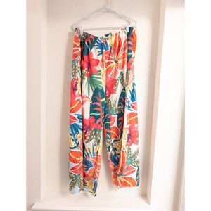 Shein women's plus size tropical print wide leg pants size 3XL